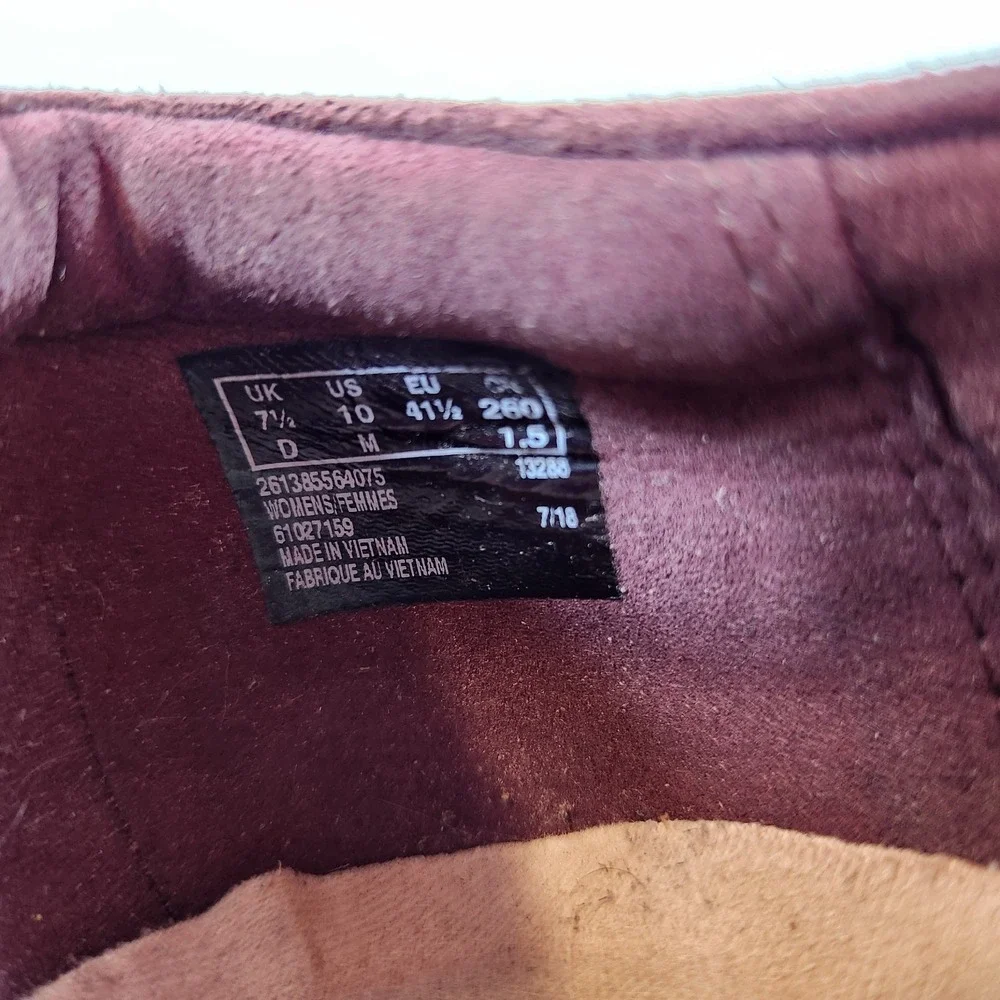 Clarks Sharon Dasher Burgundy Suede Comfort Shoes Slipon Womens Size 9.5 Loafers